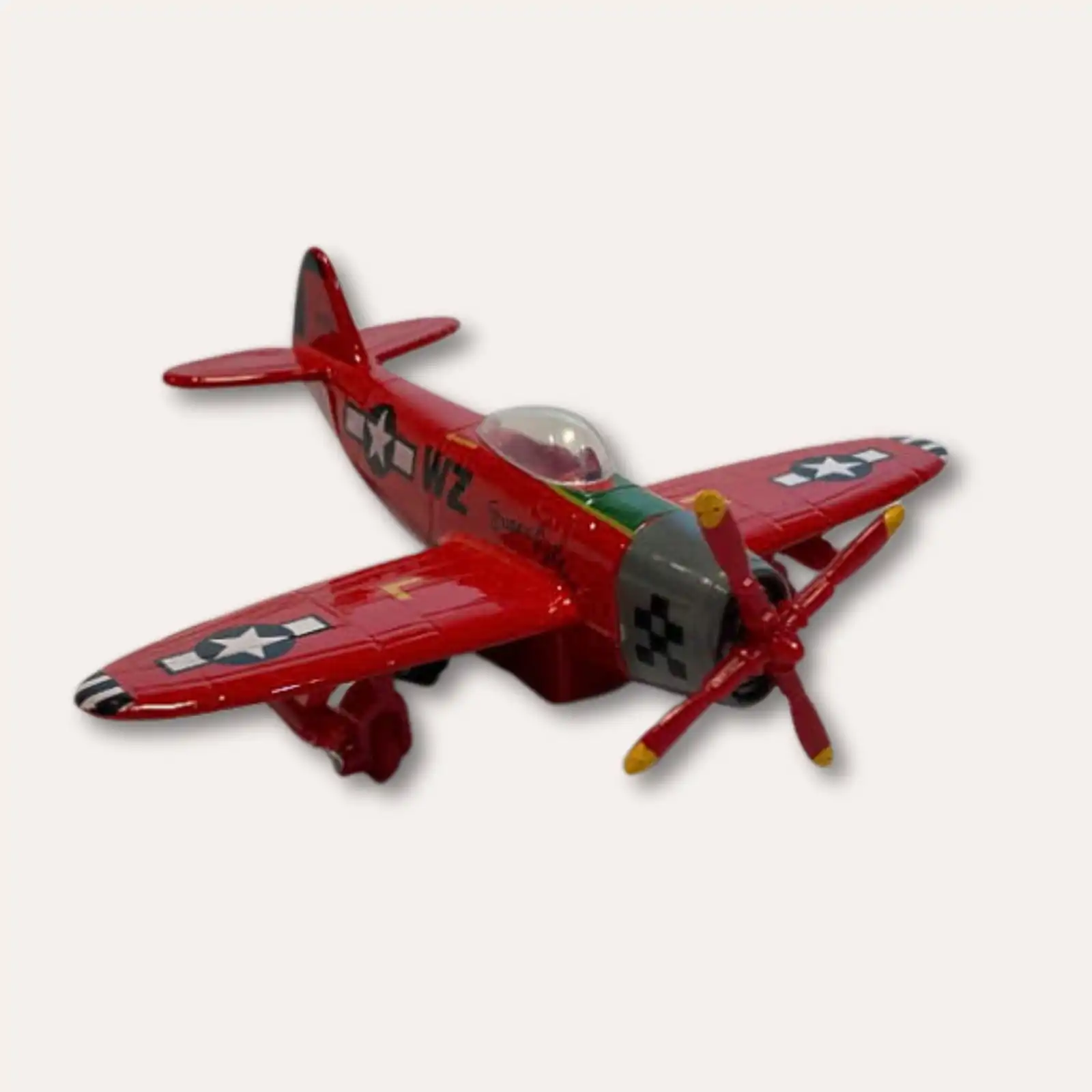 Avion retro friction spitfire rouge