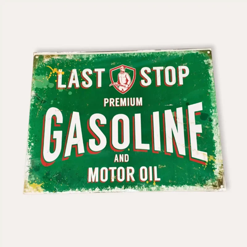 Plaque métal vintage Gasoline