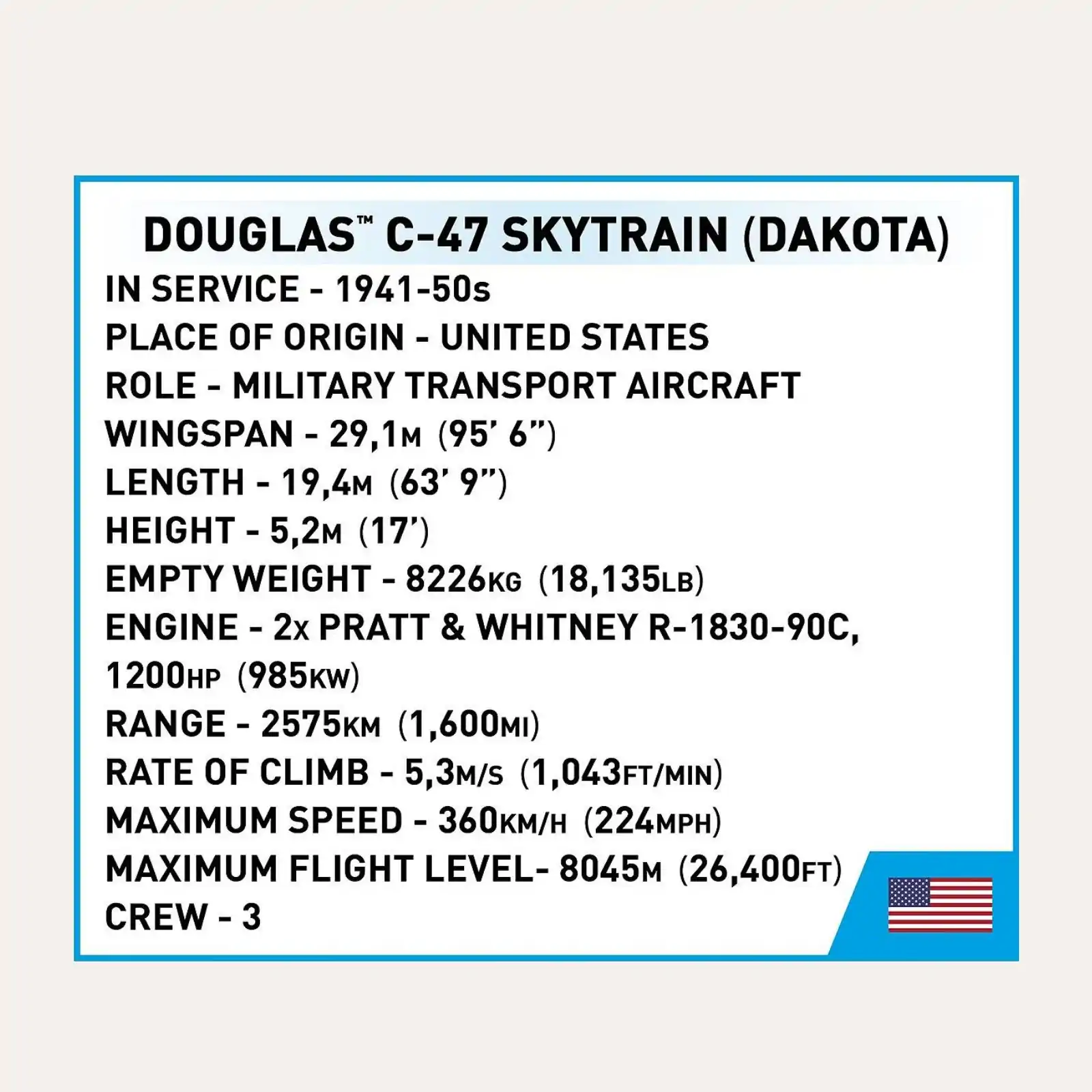 5743 Cobi specifications