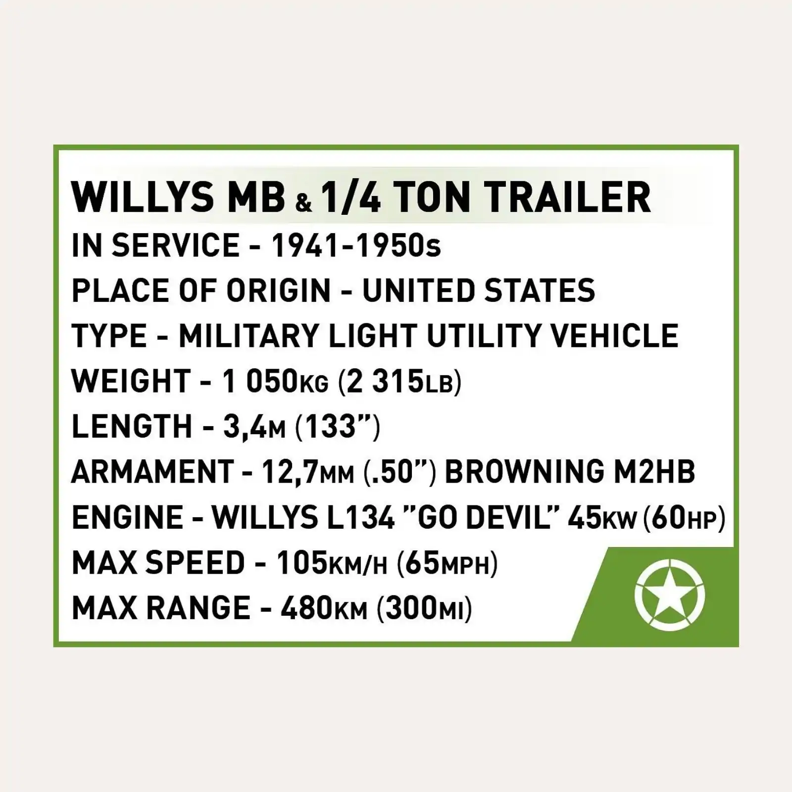 Jeep willys trailer COBI 2297