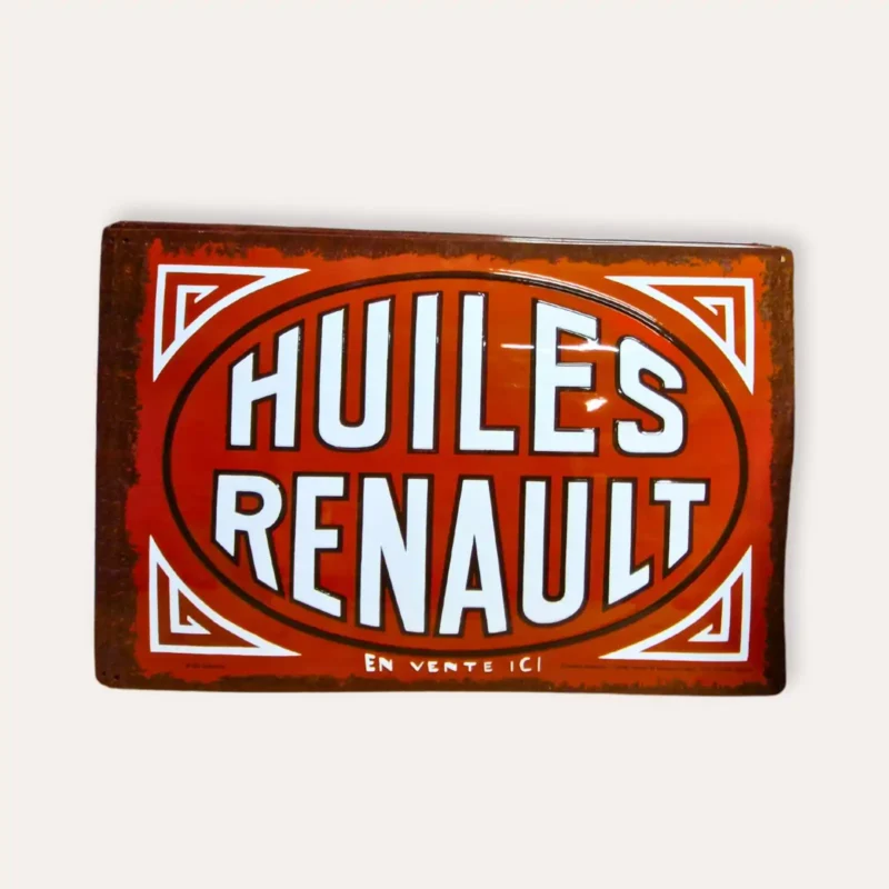 Plaque publicitaire en métal Renault huiles