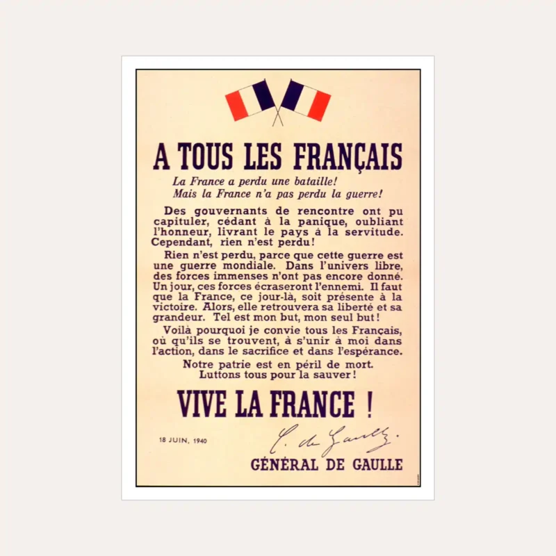 Affiche général de Gaulle A tous les Français