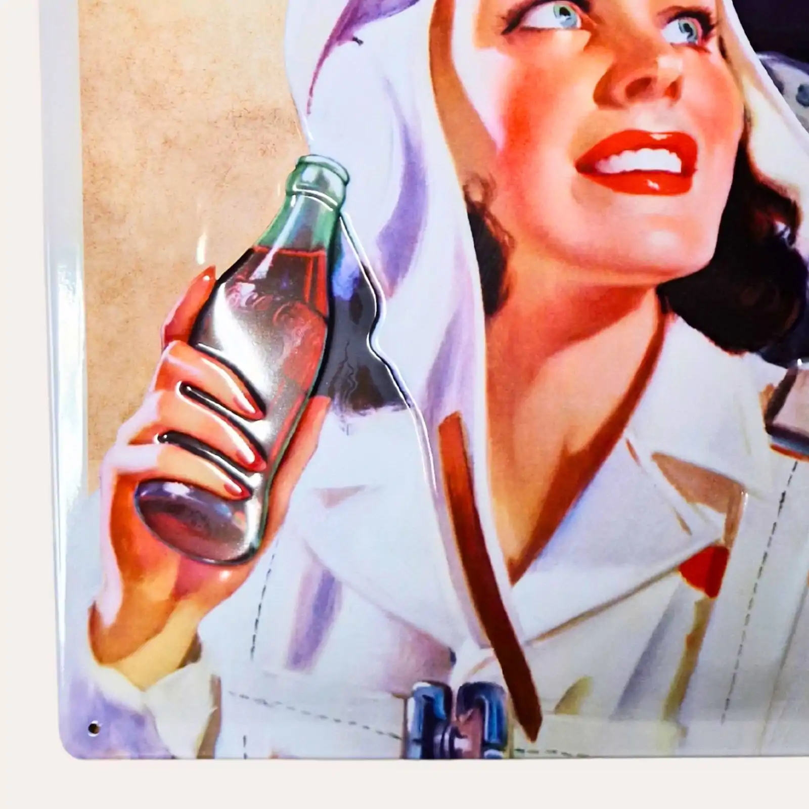 Plaque décorative Coca cola aviatrice