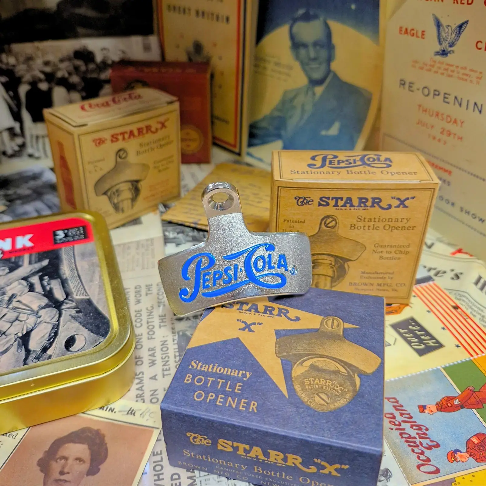 Décapsuleur vintage Pepsi ou Coca Cola - Reproduction années 40